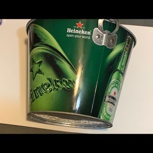 Heineken Ice Bucket w/ 4 Heineken Glasses